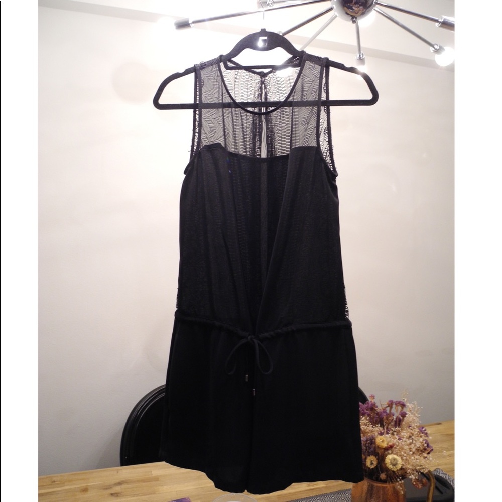 Zara matt satin Romper with Lace and Fringe Back S